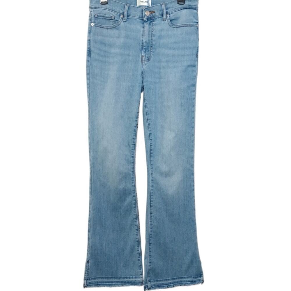 FRAME Le Easy Flare Jeans Quirky Released Frayed Hem High Rise Size 29